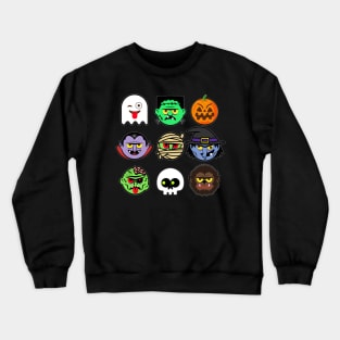 MONSTER FACES Halloween Emoji Shirt Skeleton Dracula Costume Crewneck Sweatshirt